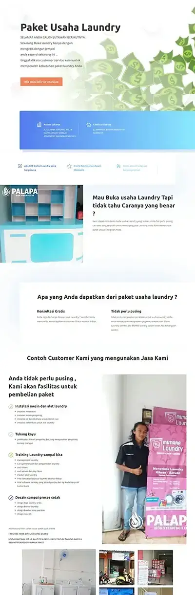 Contoh hasil Jasa Pembuatan Landing Page Paket usaha Laundry