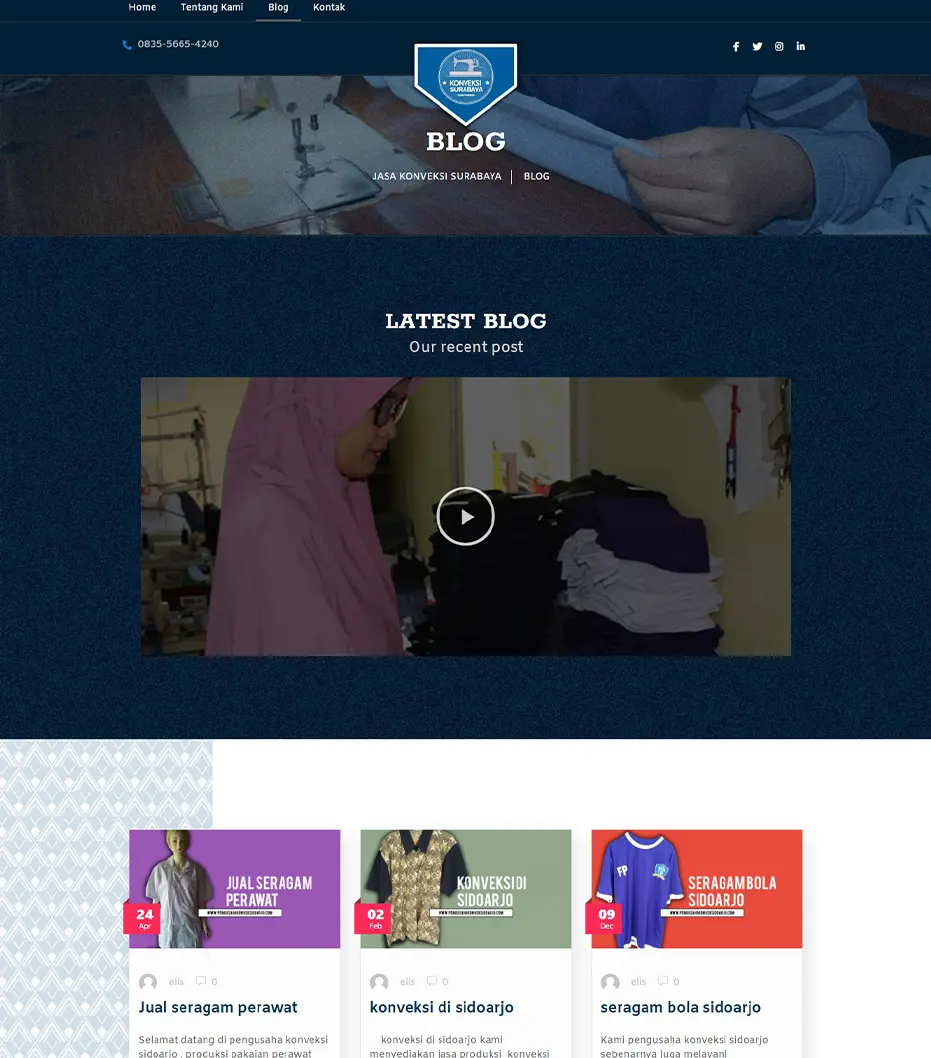 Contoh Website Konveksi Bali halaman Blog