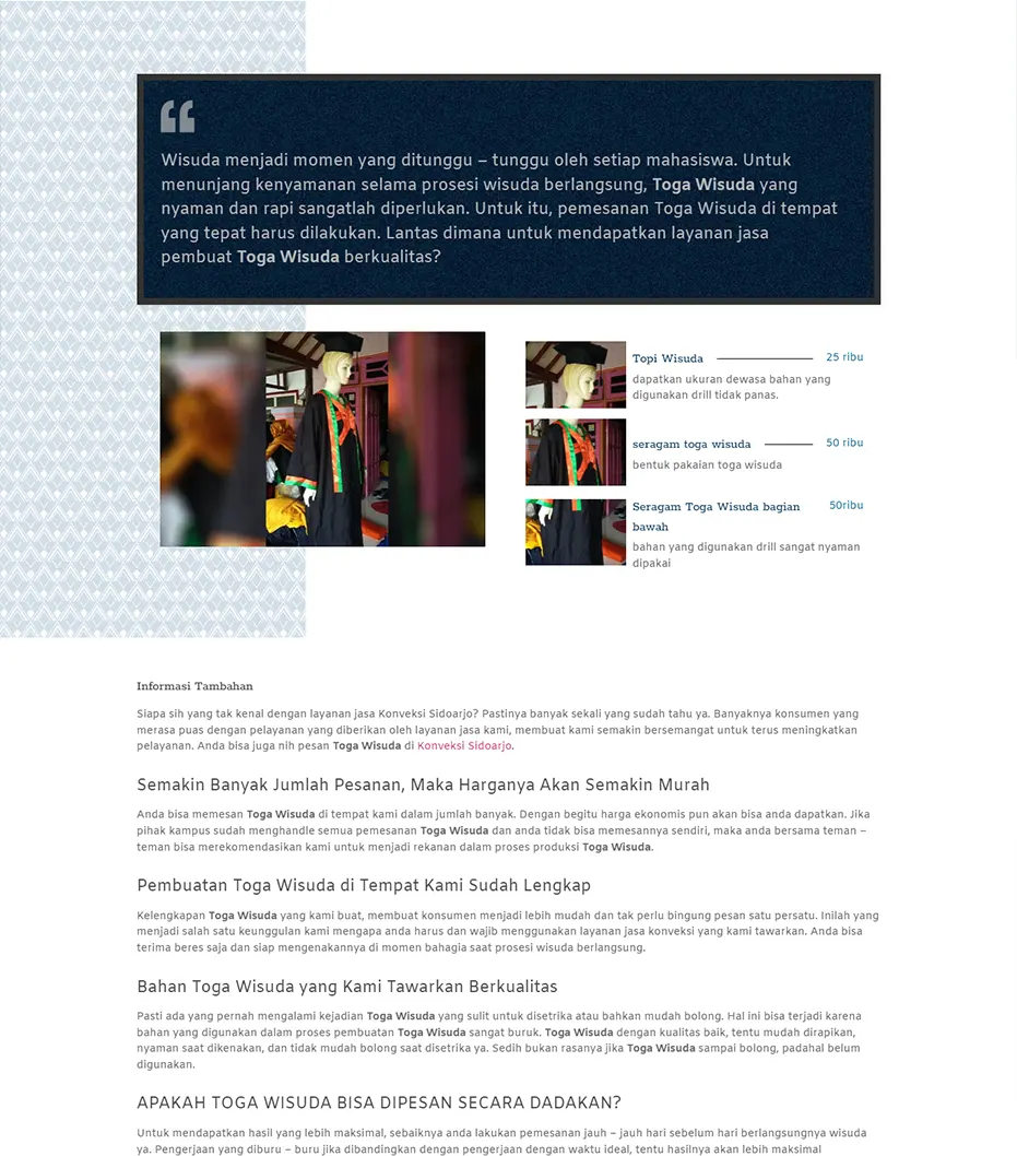 Contoh Website Konveksi Jogja Seo Friendly