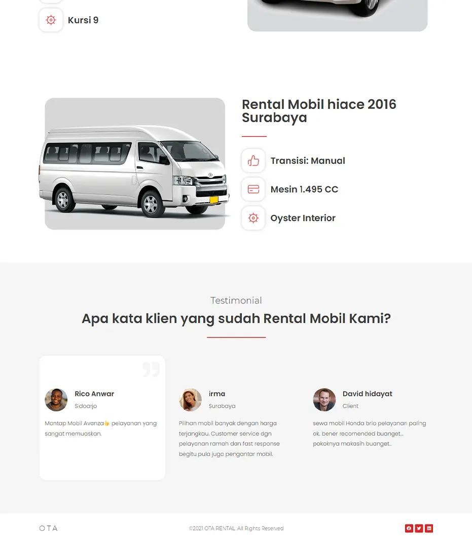 Halaman Klien Rental Mobil