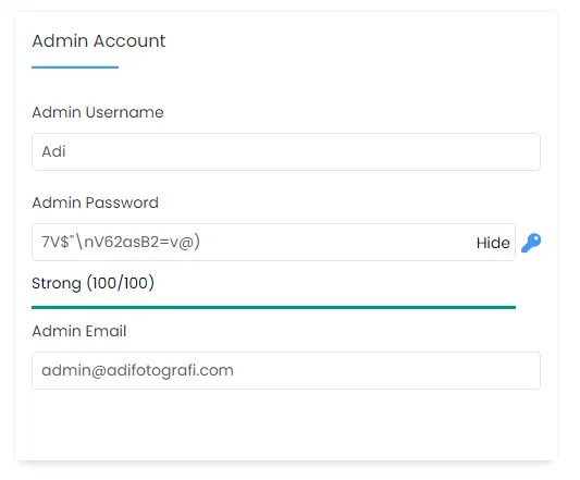 Cara membuat Website Fotografi admin Account username dan Password