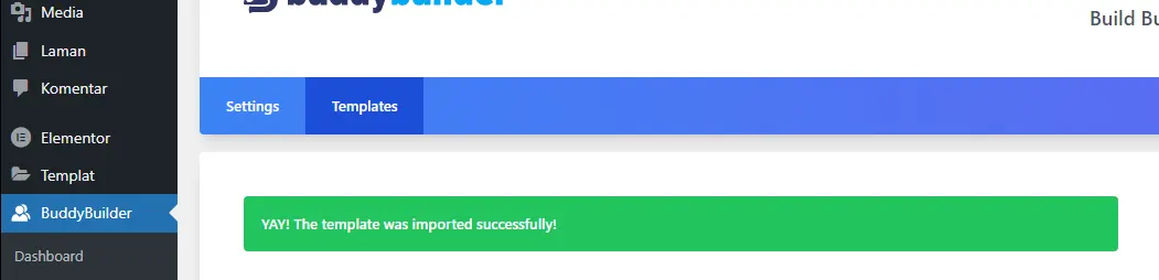 berhasil untuk import buddybuilder