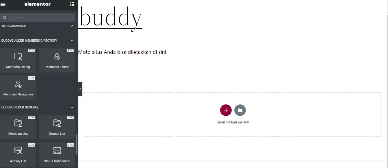 berikut ini dari plugin buddybuilder