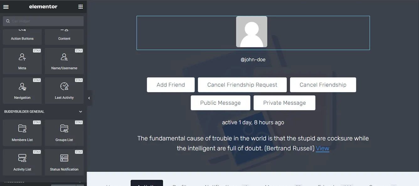 edit template buddybuilder dengan elementor