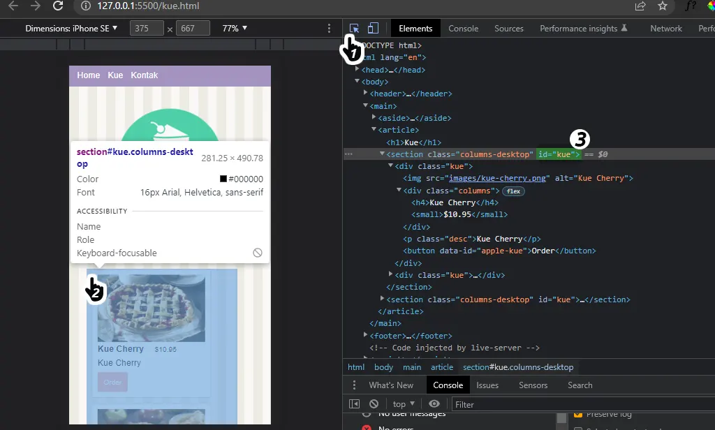 id selector Langsung saja pada browser pada keyboard ctrl+shift+i