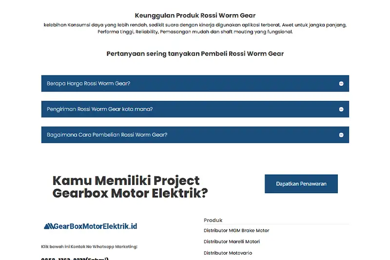 Portfolio Website Gearbox Motovario dengan pertanyaan