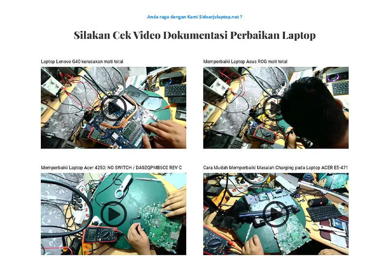 Portfolio Website Service Laptop dokumentasi dengan video