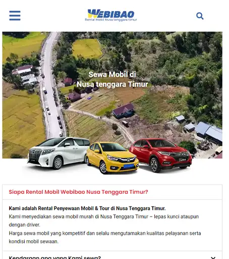 Portfolio Website Sewa Mobil Nusa tenggara Timur