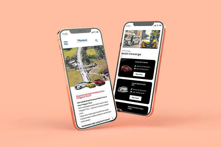 Portfolio Website Sewa Mobil harga 1.5 juta