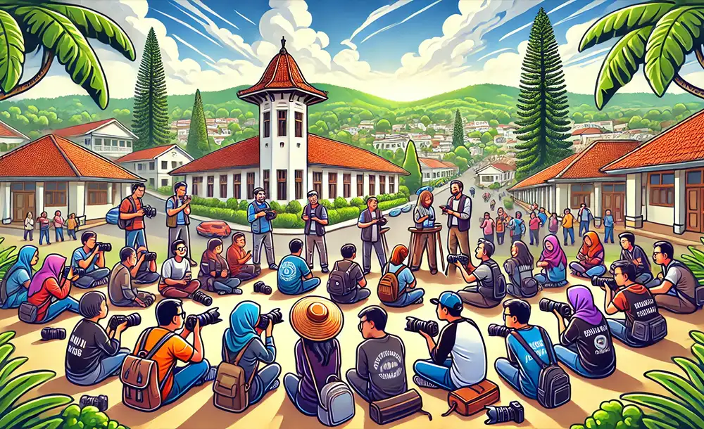 ilustrasi cartoon komunitas fotografi di bandung